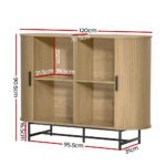 Artiss Buffet Sideboard Cupboard Cabinet Sliding Doors Pantry Storage Oak PIIA - Image 4