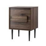 Artiss Bedside Table Nightstand 2 Drawers - Walnut - Image 7