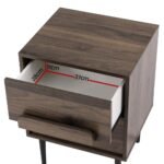 Artiss Bedside Table Nightstand 2 Drawers - Walnut - Image 3