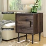 Artiss Bedside Table Nightstand 2 Drawers - Walnut - Image 5