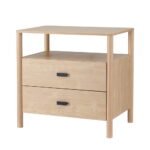 Artiss Bedside Table Nightstand 2 Drawers - Pine - Image 3