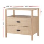 Artiss Bedside Table Nightstand 2 Drawers - Pine - Image 4