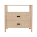 Artiss Bedside Table Nightstand 2 Drawers - Pine - Image 5