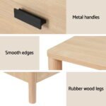 Artiss Bedside Table Nightstand 2 Drawers - Pine - Image 8