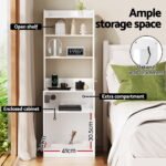 Artiss Bedside Table Nightstand Charging Station - Image 6