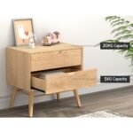 Artiss Bedside Table Drawers Side End Table Storage Cabinet Nightstand Oak GINO - Image 5