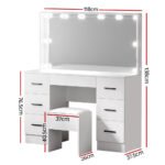 Artiss Dressing Table Set Stool 10 Led Bulbs White Debbie - Image 4