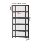 Artiss 5-Tier Display Cabinet Storage Bookshelf Clear Shelf Black - Image 3