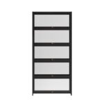 Artiss 5-Tier Display Cabinet Storage Bookshelf Clear Shelf Black - Image 4