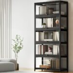 Artiss 5-Tier Display Cabinet Storage Bookshelf Clear Shelf Black - Image 8