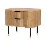 Artiss Bedside Table 2 Drawers Paulownia Wood Pine - Image 7