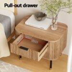 Artiss Bedside Table 2 Drawers Paulownia Wood Pine - Image 4