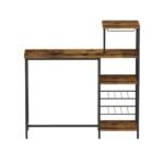Artiss Industrial Bar Table with Wine Rack Cup Holder Multi-Level Storage 122cm Walnut - Image 4
