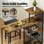 Artiss Industrial Bar Table with Wine Rack Cup Holder Multi-Level Storage 122cm Walnut - Image 5