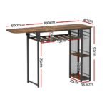 Artiss Industrial Bar Table with Wine Rack Built-in Cup Holder Extendable 140cm - Image 3