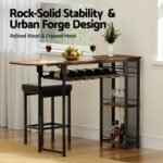 Artiss Industrial Bar Table with Wine Rack Built-in Cup Holder Extendable 140cm - Image 5