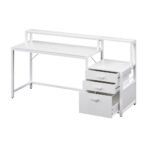 Artiss Computer Desk Home Office Study Table Desks w/Drawers Open Shelf White 160CM