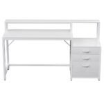 Artiss Computer Desk Home Office Study Table Desks w/Drawers Open Shelf White 160CM - Image 3