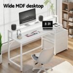 Artiss Computer Desk Home Office Study Table Desks w/Drawers Open Shelf White 160CM - Image 4