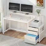 Artiss Computer Desk Home Office Study Table Desks w/Drawers Open Shelf White 160CM - Image 7