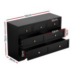 Artiss 7 Chest of Drawers Dresser Table Black - Image 3