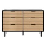 Artiss 6 Chest of Drawers Dresser Table Black&Pine - Image 4