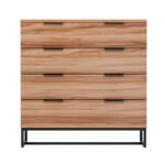 Artiss 4 Chest of Drawers Cabinet Dresser Table Tallboy Storage Bedroom Rust Oak - Image 5