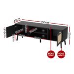 Artiss TV Unit 150cm Storage Cabinet Black - Image 3
