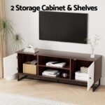 Artiss TV Unit 150cm Storage Shelves Walnut White - Image 6