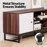 Artiss TV Unit 150cm Storage Shelves Walnut White - Image 7