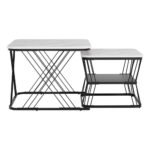 Artiss Nesting Coffee Table Set of 2 Marble Effect - Image 3