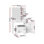 Artiss Dressing Table Set Stool 10 LED Bulbs White Dale - Image 2