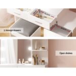 Artiss Dressing Table Set Stool 10 LED Bulbs White Dale - Image 5