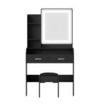 Artiss Dressing Table Set Stool Led Black - Image 4