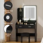 Artiss Dressing Table Set Stool Led Black - Image 7