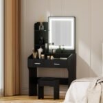 Artiss Dressing Table Set Stool Led Black - Image 8