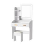 Artiss Dressing Table Set Stool Led White Doria - Image 3