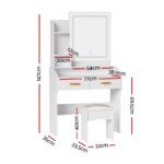 Artiss Dressing Table Set Stool Led White Doria - Image 4