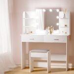 Artiss Dressing Table Set Stool 10 Led Bulbs White Dulcea - Image 7