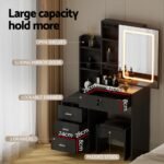 Artiss Dressing Table Vanity Desk Set Stool Led Black - Image 6