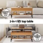 Artiss Coffee Table Lift-top Oak - Image 4