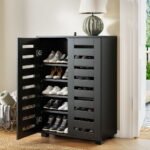 Artiss Shoe Rack Storage Cabinet 20 Pairs 5-tier Black Alster - Image 8