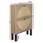 Artiss Shoe Rack Cabinet 2 Drawers Rattan 6 Pairs - Image 4