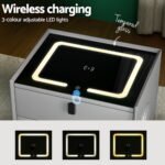 Artiss Smart Bedside Table with Wireless Charging - AIKA Grey - Image 4