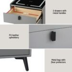 Artiss Smart Bedside Table with Wireless Charging - AIKA Grey - Image 6