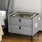 Artiss Smart Bedside Table with Wireless Charging - AIKA Grey - Image 7