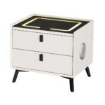 Artiss Smart Bedside Table 2 Drawers with Wireless Charging Ports LED White AIKA - Image 7