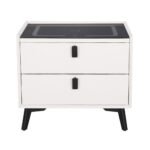 Artiss Smart Bedside Table 2 Drawers with Wireless Charging Ports LED White AIKA - Image 3