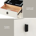 Artiss Smart Bedside Table Wireless Charging - BESS White - Image 6