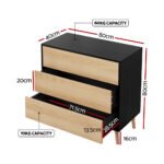 Artiss 3 Chest of Drawers Dresser Table Black&Pine - Image 3